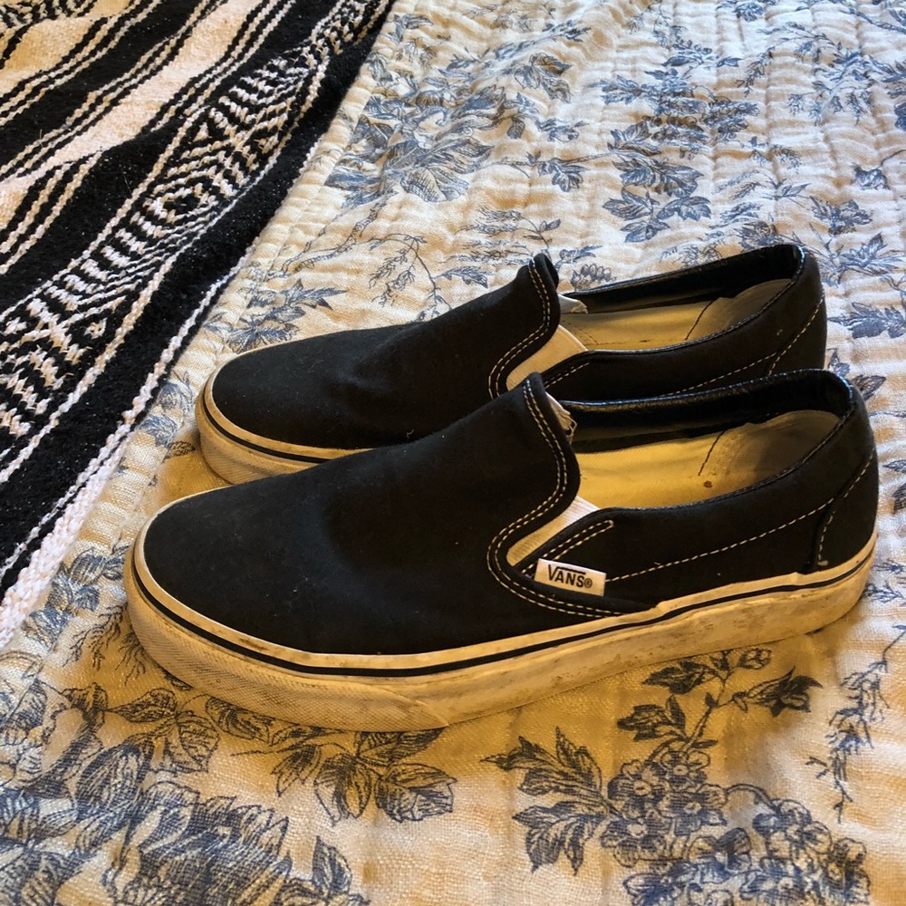 Gently worn black slip on vans! 7.5!